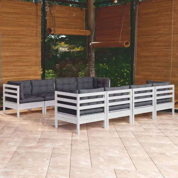 Gossi set mobilier de gradina cu perne, 9 piese, lemn masiv de pin
