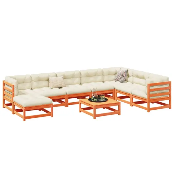 Gossi set mobilier de gradina cu perne, 9 piese, lemn masiv de pin