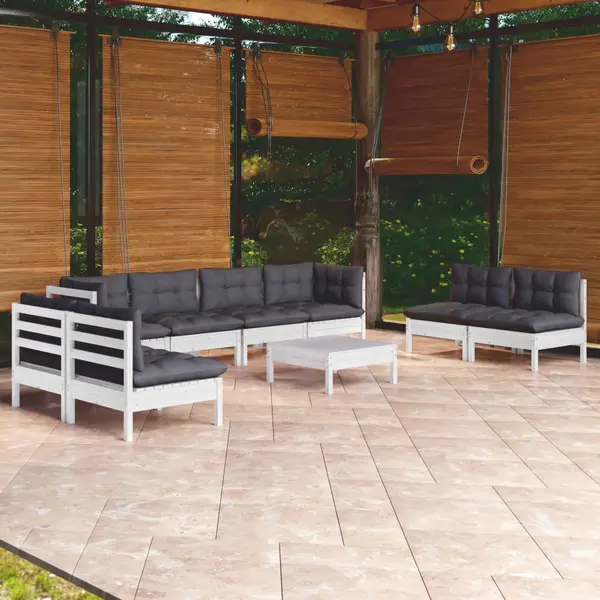 Gossi set mobilier de gradina cu perne, 9 piese, lemn masiv de pin