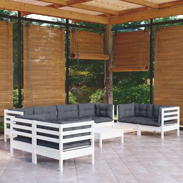 Gossi set mobilier de gradina cu perne, 9 piese, lemn masiv de pin
