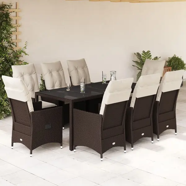 Gossi set mobilier de gradina cu perne, 9 piese, maro, poliratan
