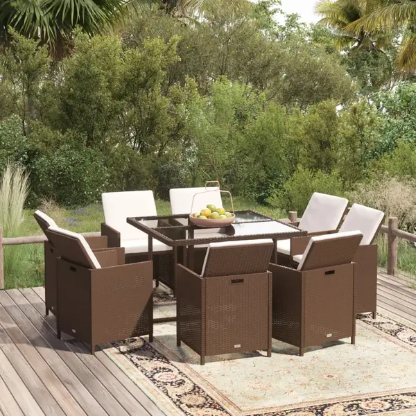 Gossi set mobilier de gradina cu perne, 9 piese, maro, poliratan
