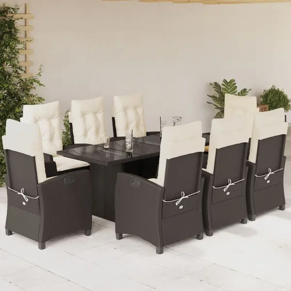 Gossi set mobilier de gradina cu perne, 9 piese, maro, poliratan