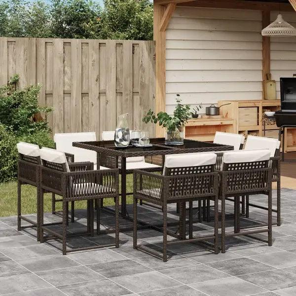 Gossi set mobilier de gradina cu perne, 9 piese, maro, poliratan