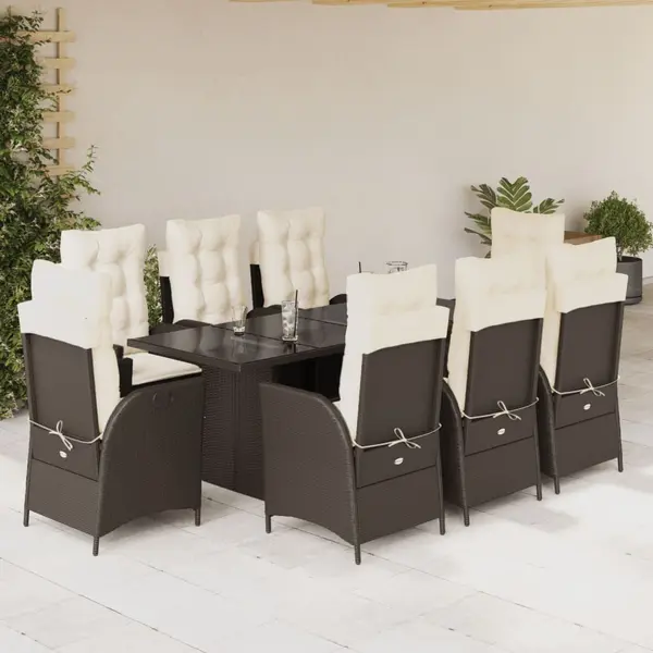 Gossi set mobilier de gradina cu perne, 9 piese, maro, poliratan