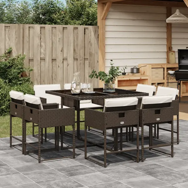 Gossi set mobilier de gradina cu perne, 9 piese, maro, poliratan