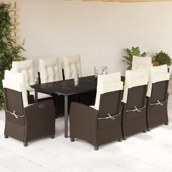 Gossi set mobilier de gradina cu perne, 9 piese, maro, poliratan