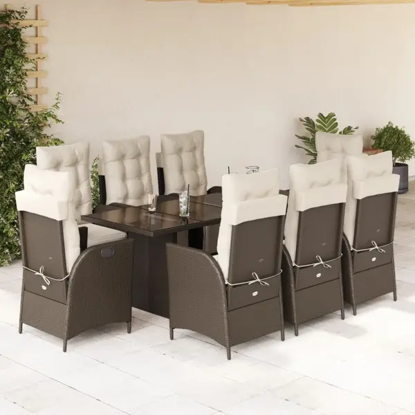 Gossi set mobilier de gradina cu perne, 9 piese, maro, poliratan