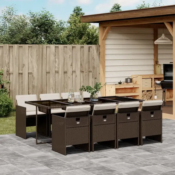 Gossi set mobilier de gradina cu perne, 9 piese, maro, poliratan