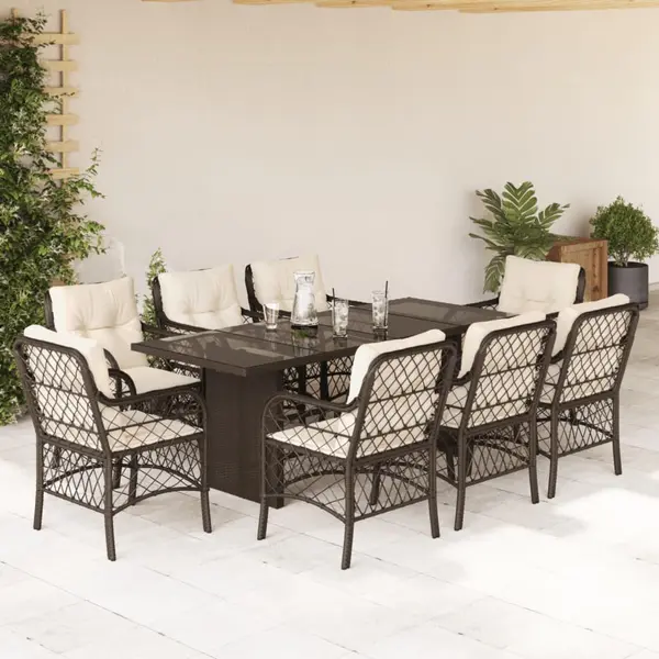 Gossi set mobilier de gradina cu perne, 9 piese, maro, poliratan