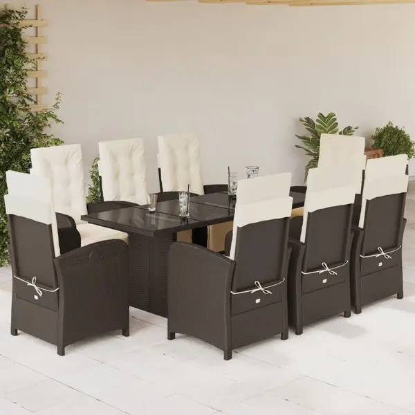 Gossi set mobilier de gradina cu perne, 9 piese, maro, poliratan