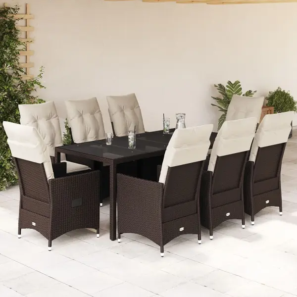 Gossi set mobilier de gradina cu perne, 9 piese, maro, poliratan