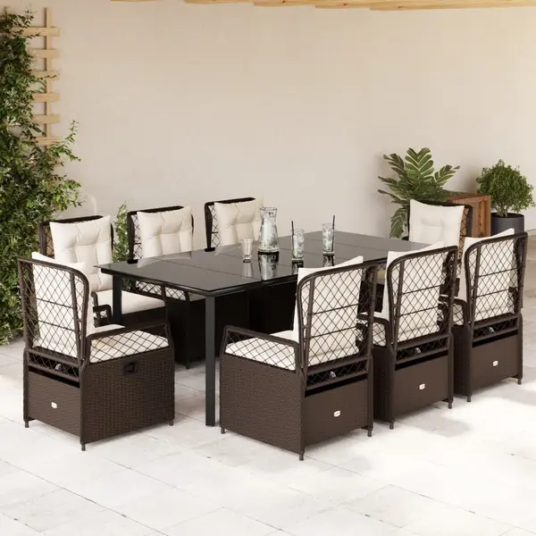 Gossi set mobilier de gradina cu perne, 9 piese, maro, poliratan