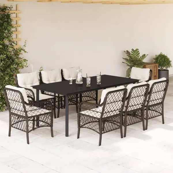 Gossi set mobilier de gradina cu perne, 9 piese, maro, poliratan