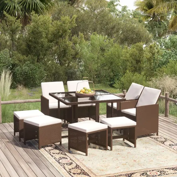 Gossi set mobilier de gradina cu perne, 9 piese, maro, poliratan