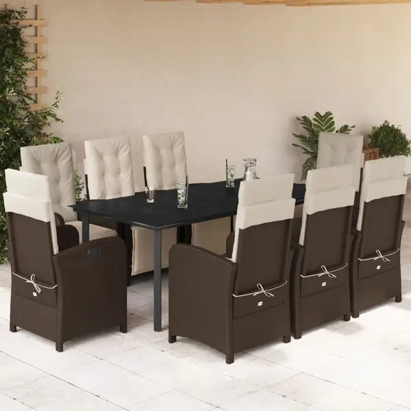 Gossi set mobilier de gradina cu perne, 9 piese, maro, poliratan