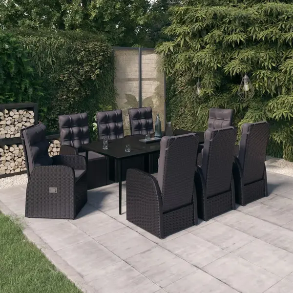 Gossi set mobilier de gradina cu perne, 9 piese, negru