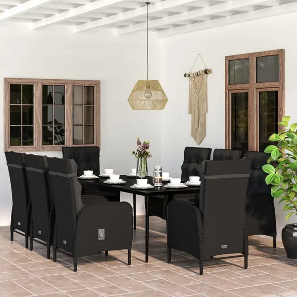 Gossi set mobilier de gradina cu perne, 9 piese, negru