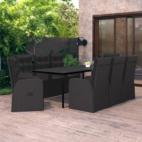 Gossi set mobilier de gradina cu perne, 9 piese, negru