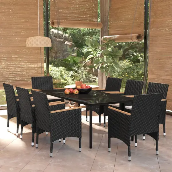 Gossi set mobilier de gradina cu perne, 9 piese, negru