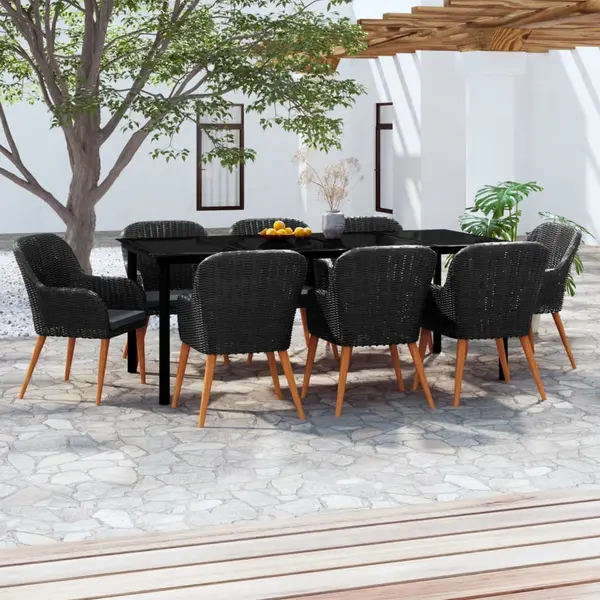 Gossi set mobilier de gradina cu perne, 9 piese, negru