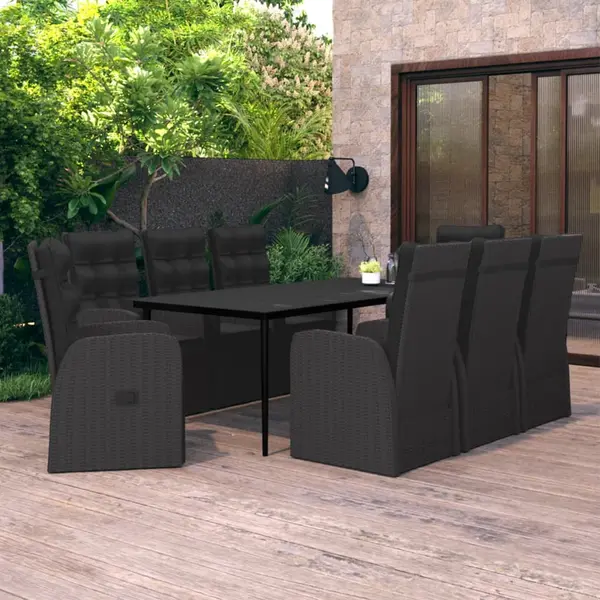Gossi set mobilier de gradina cu perne, 9 piese, negru