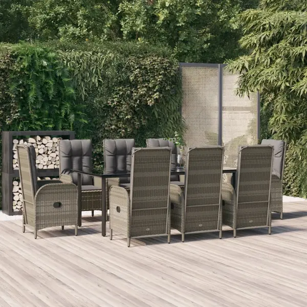 Gossi set mobilier de gradina cu perne, 9 piese, negru/gri, poliratan