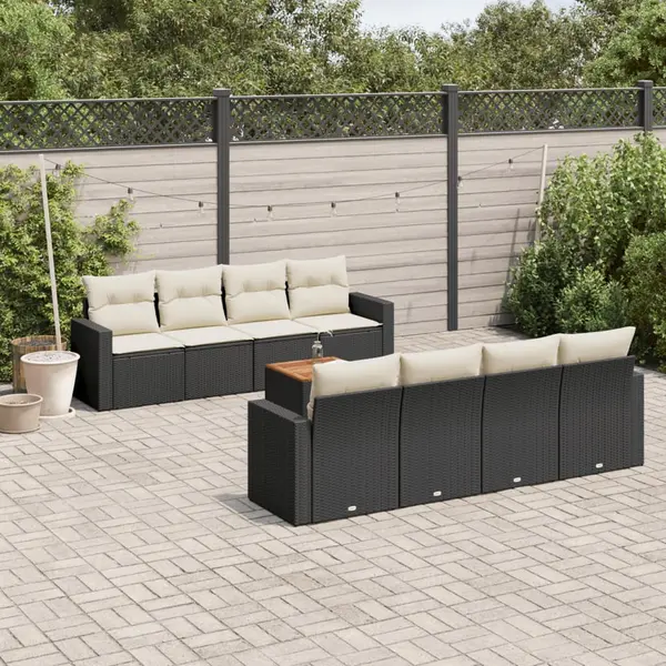 Gossi set mobilier de gradina cu perne, 9 piese, negru, poliratan