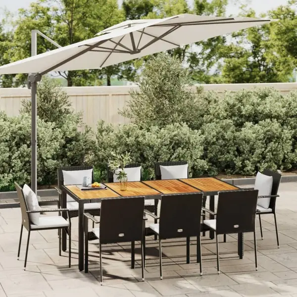 Gossi set mobilier de gradina cu perne, 9 piese, negru, poliratan