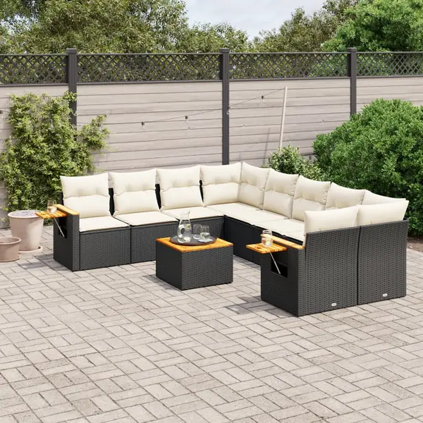 Gossi set mobilier de gradina cu perne, 9 piese, negru, poliratan