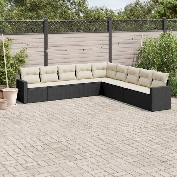 Gossi set mobilier de gradina cu perne, 9 piese, negru, poliratan