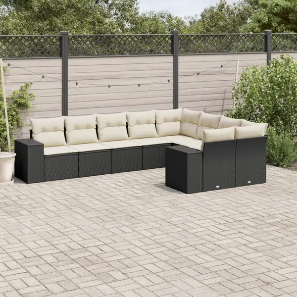 Gossi set mobilier de gradina cu perne, 9 piese, negru, poliratan