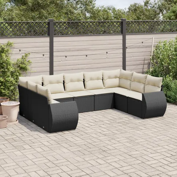 Gossi set mobilier de gradina cu perne, 9 piese, negru, poliratan