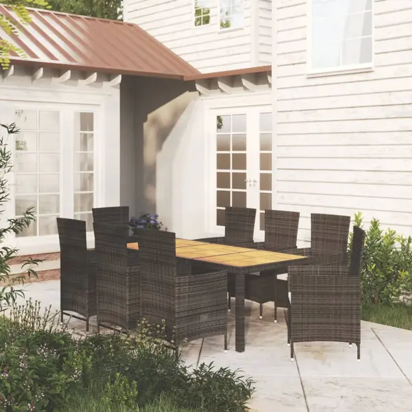 Gossi set mobilier de gradina cu perne, 9 piese, negru, poliratan