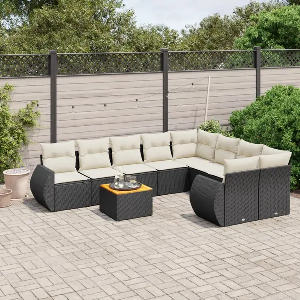 Gossi set mobilier de gradina cu perne, 9 piese, negru, poliratan