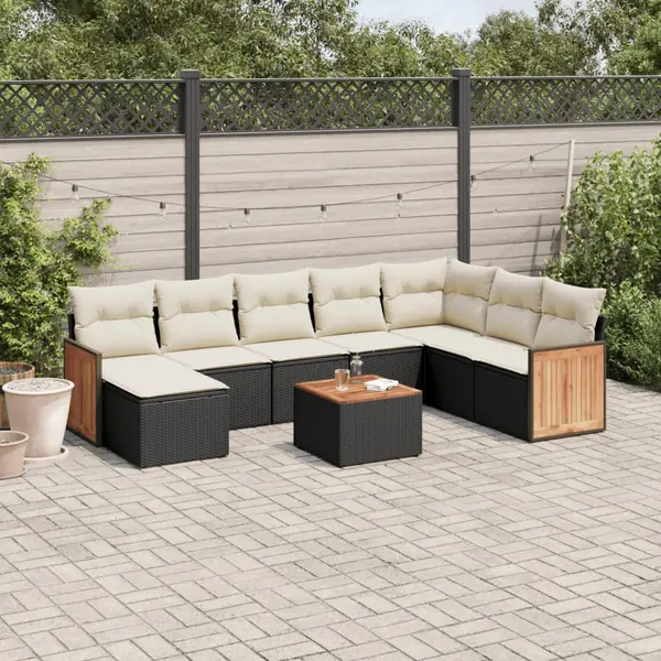 Gossi set mobilier de gradina cu perne, 9 piese, negru, poliratan