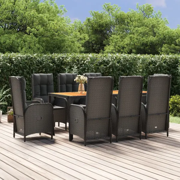 Gossi set mobilier de gradina cu perne, 9 piese, negru, poliratan