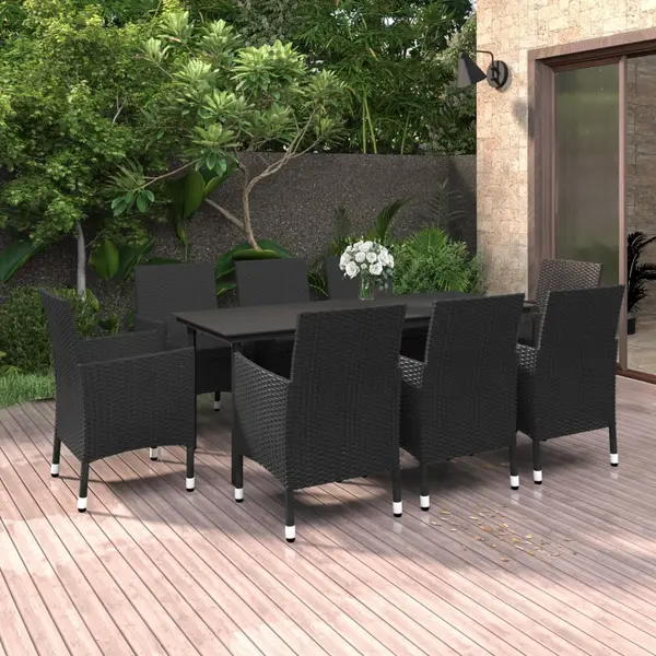 Gossi set mobilier de gradina, cu perne, 9 piese, poliratan si sticla