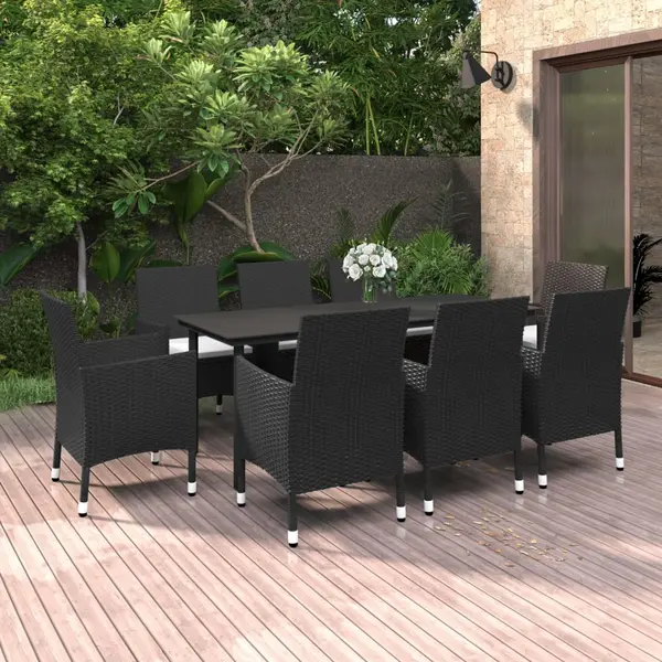 Gossi set mobilier de gradina cu perne, 9 piese, poliratan si sticla