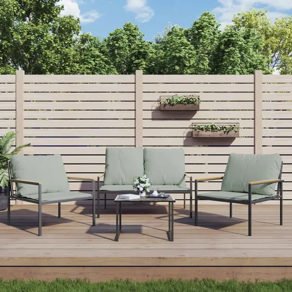 Gossi set mobilier de gradina, cu perne, antracit, 3 piese, otel