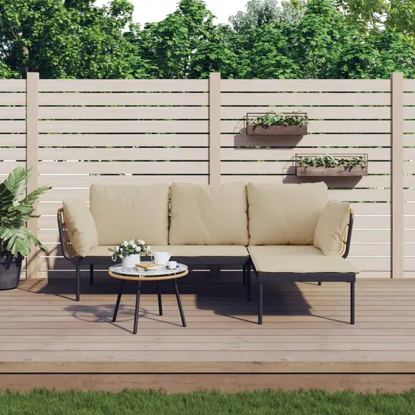 Gossi set mobilier de gradina cu perne bej, 3 piese, poliratan