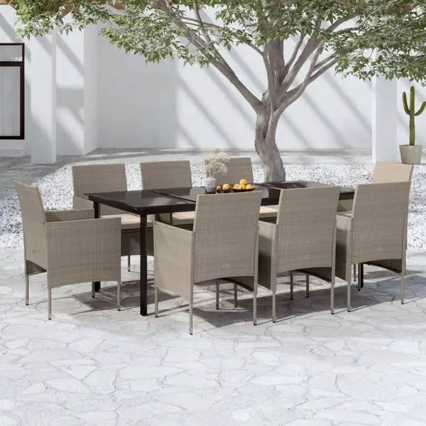 Gossi set mobilier de gradina cu perne,bej si negru, 9 piese