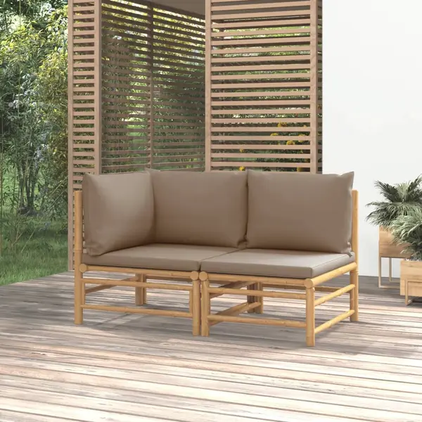Gossi set mobilier de gradina cu perne gri taupe, 2 piese, bambus
