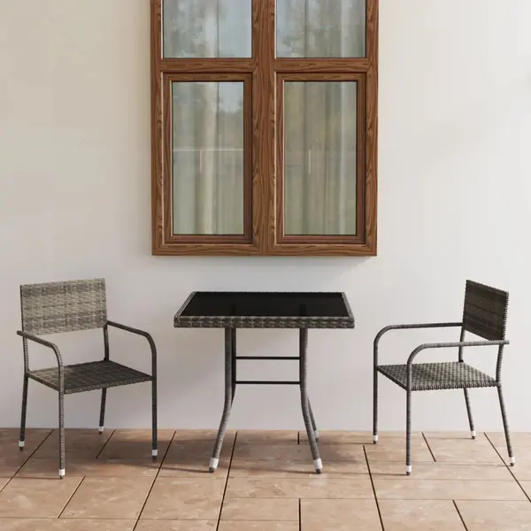 Gossi set mobilier de gradina, gri, 3 piese, antracit, poli ratan