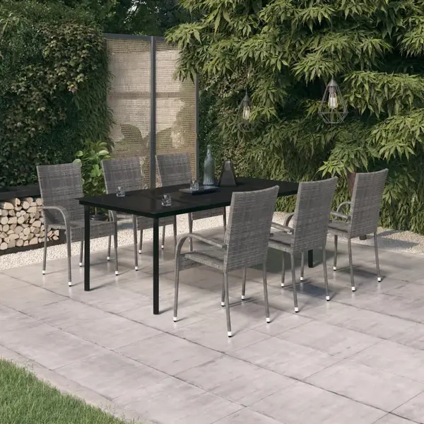 Gossi set mobilier de gradina ,gri si negru, 7 piese