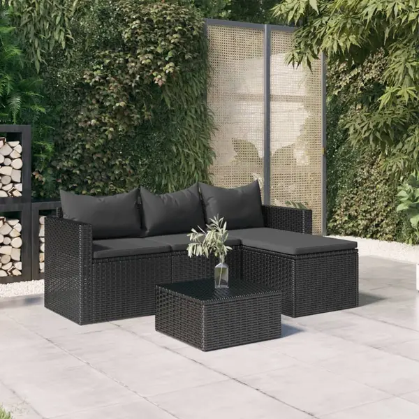 Gossi set mobilier de gradina, negru, poliratan