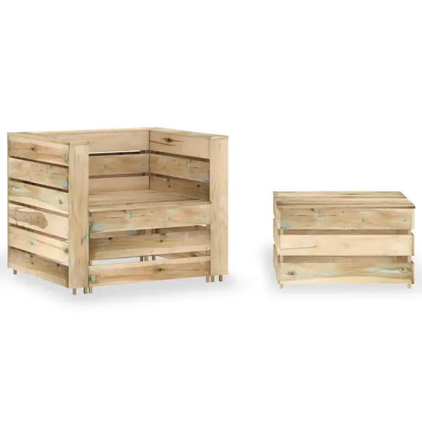 Gossi set mobilier de gradina paleti, 2 piese, lemn pin tratat
