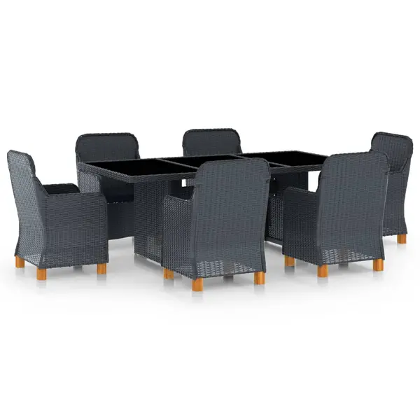 Gossi set mobilier exterior cu perne, 7 piese, gri inchis, poliratan