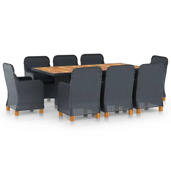 Gossi set mobilier exterior cu perne, 9 piese, gri inchis, poliratan