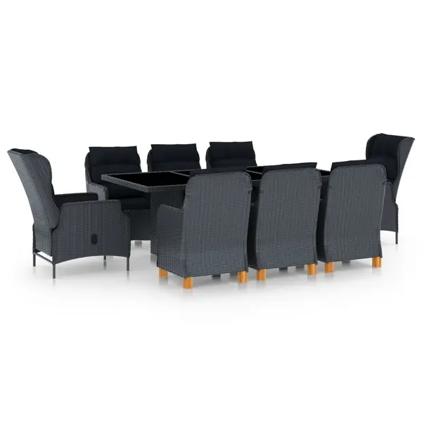 Gossi set mobilier exterior cu perne, 9 piese, gri inchis, poliratan